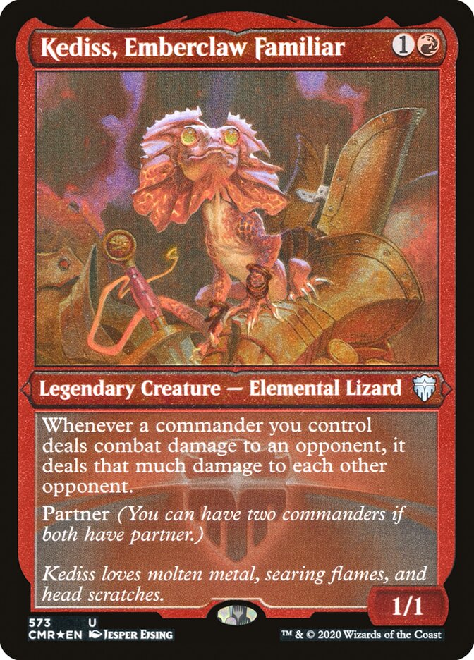 Kediss, Emberclaw Familiar (Etched) [Commander Legends] | The Clever Kobold