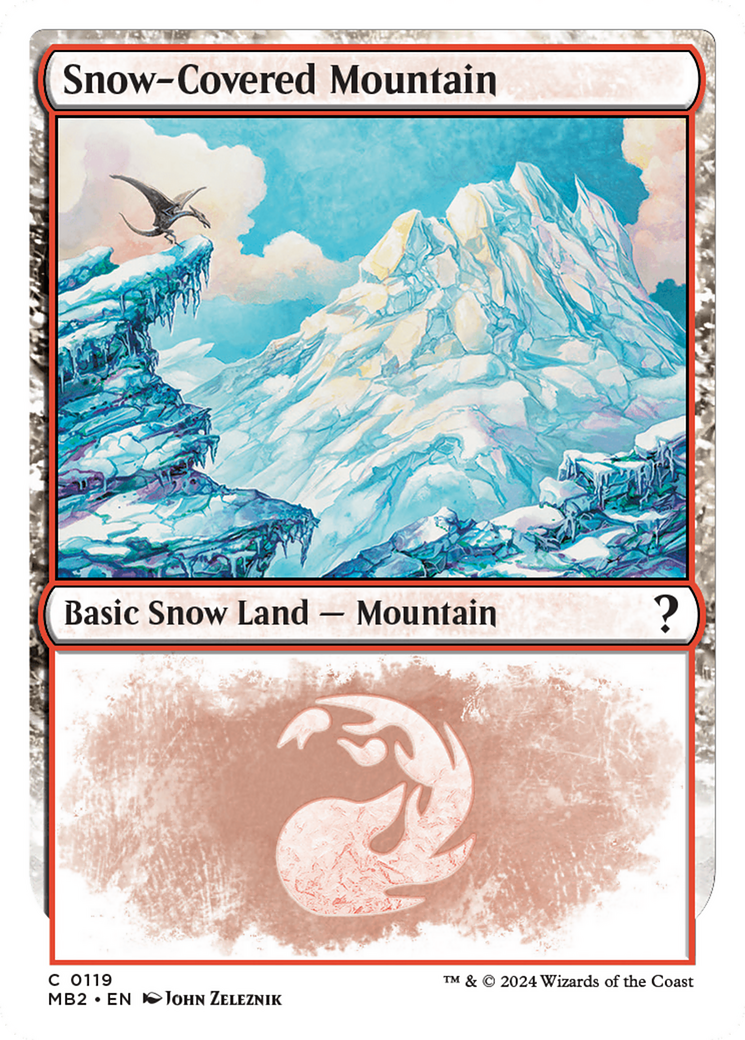 Snow-Covered Mountain (White Border) [Mystery Booster 2] | The Clever Kobold