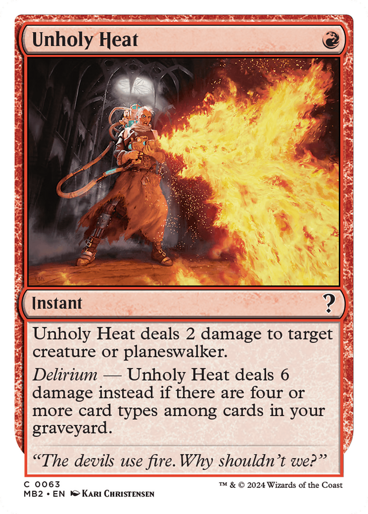 Unholy Heat (White Border) [Mystery Booster 2] | The Clever Kobold