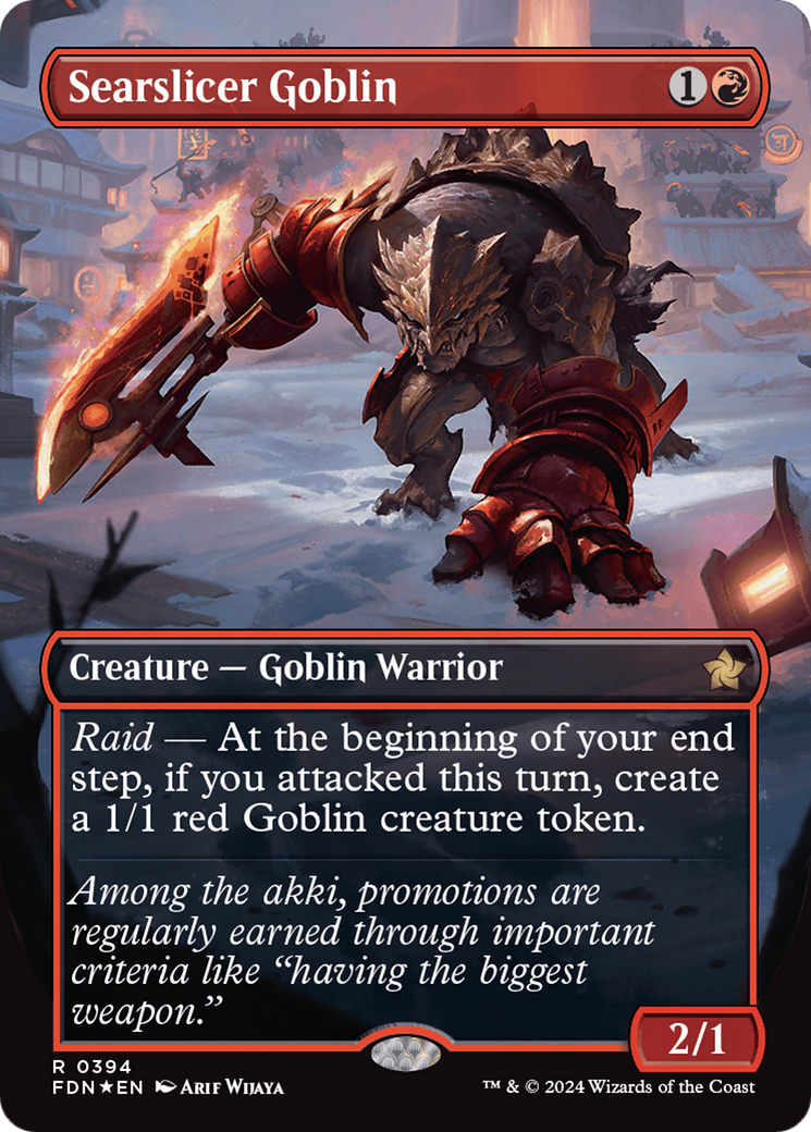 Searslicer Goblin (Borderless) (Mana Foil) [Foundations] | The Clever Kobold