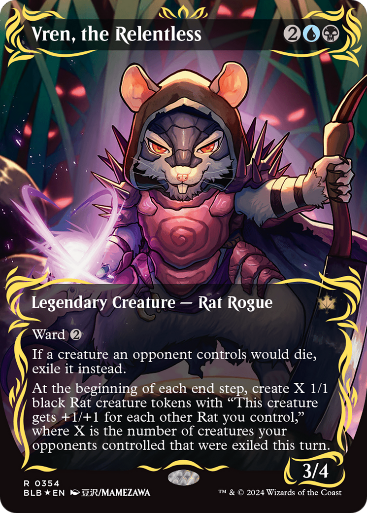 Vren, the Relentless (Borderless) (Raised Foil) [Bloomburrow] | The Clever Kobold