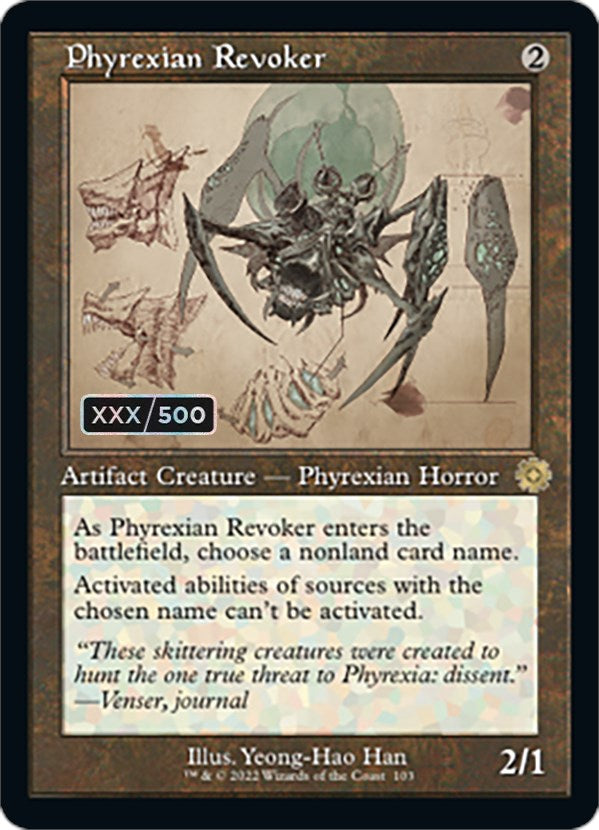 Phyrexian Revoker (Retro Schematic) (Serialized) [The Brothers' War Retro Artifacts] | The Clever Kobold