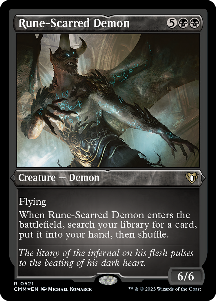 Rune-Scarred Demon (Foil Etched) [Commander Masters] | The Clever Kobold