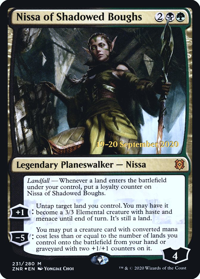 Nissa of Shadowed Boughs [Zendikar Rising Prerelease Promos] | The Clever Kobold