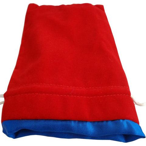 Dice Bag: 6x8: Red Velvet with Blue Satin Lining