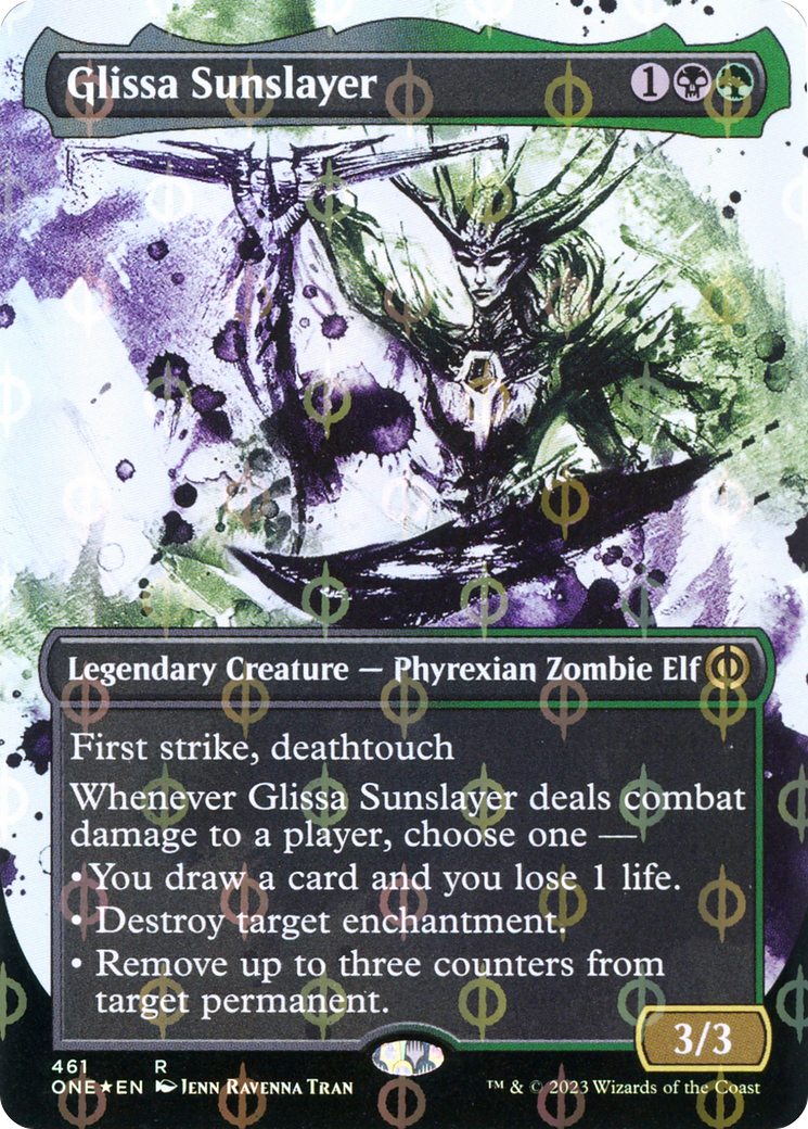 Glissa Sunslayer (Borderless Ichor Step-and-Compleat Foil) [Phyrexia: All Will Be One] | The Clever Kobold