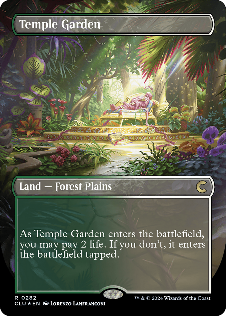 Temple Garden (Borderless) [Ravnica: Clue Edition] | The Clever Kobold