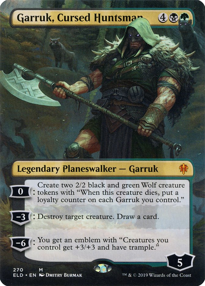 Garruk, Cursed Huntsman (Borderless) [Throne of Eldraine] | The Clever Kobold