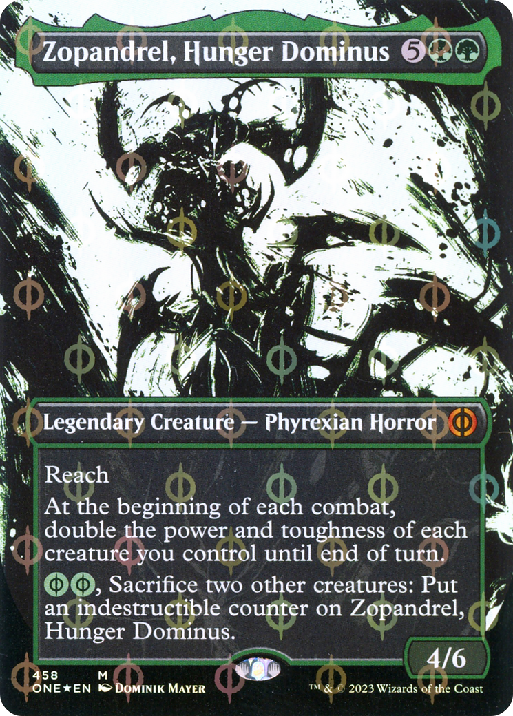 Zopandrel, Hunger Dominus (Borderless Ichor Step-and-Compleat Foil) [Phyrexia: All Will Be One] | The Clever Kobold