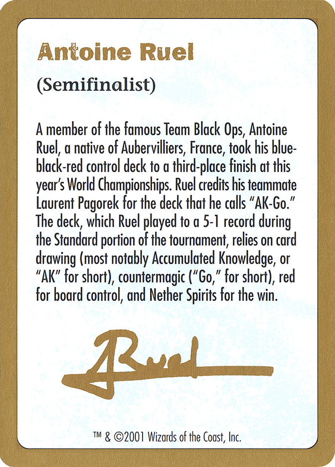 Antoine Ruel Bio [World Championship Decks 2001] | The Clever Kobold