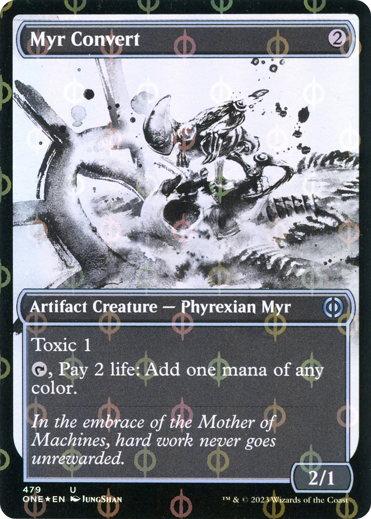 Myr Convert (Showcase Ichor Step-and-Compleat Foil) [Phyrexia: All Will Be One] | The Clever Kobold