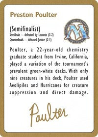 1996 Preston Poulter Biography Card [World Championship Decks] | The Clever Kobold