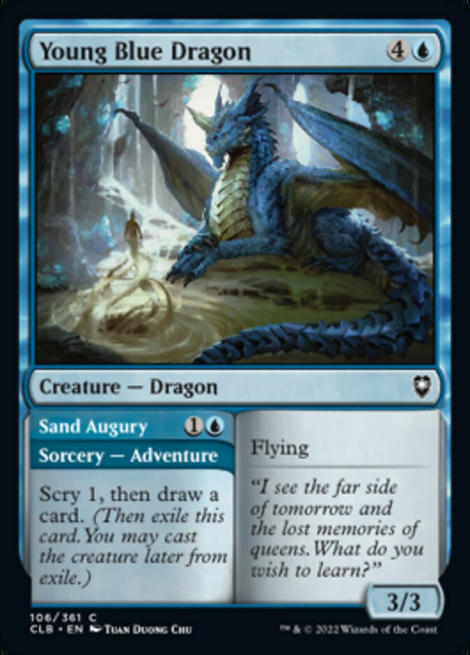 Young Blue Dragon // Sand Augury [Commander Legends: Battle for Baldur's Gate] | The Clever Kobold