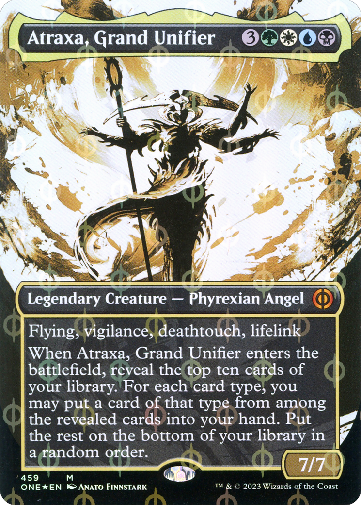 Atraxa, Grand Unifier (Borderless Ichor Step-and-Compleat Foil) [Phyrexia: All Will Be One] | The Clever Kobold