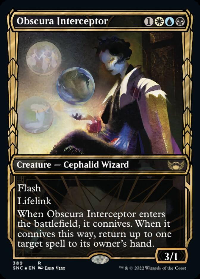 Obscura Interceptor (Showcase Golden Age Gilded Foil) [Streets of New Capenna] | The Clever Kobold