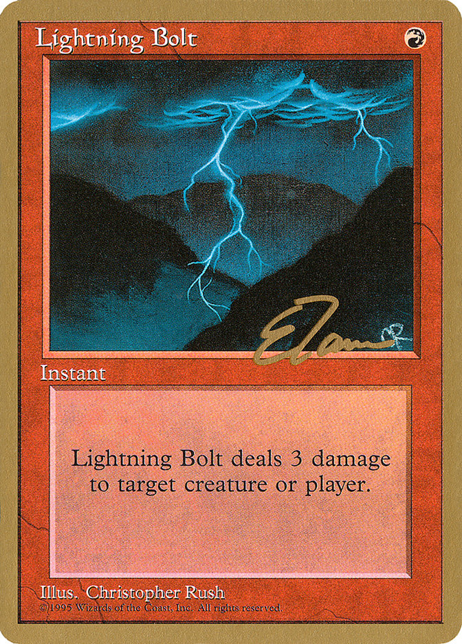 Lightning Bolt (Eric Tam) [Pro Tour Collector Set] | The Clever Kobold