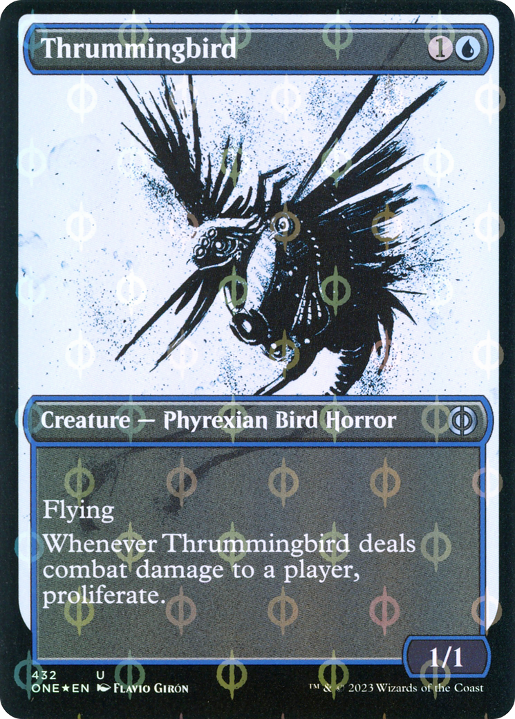 Thrummingbird (Showcase Ichor Step-and-Compleat Foil) [Phyrexia: All Will Be One] | The Clever Kobold