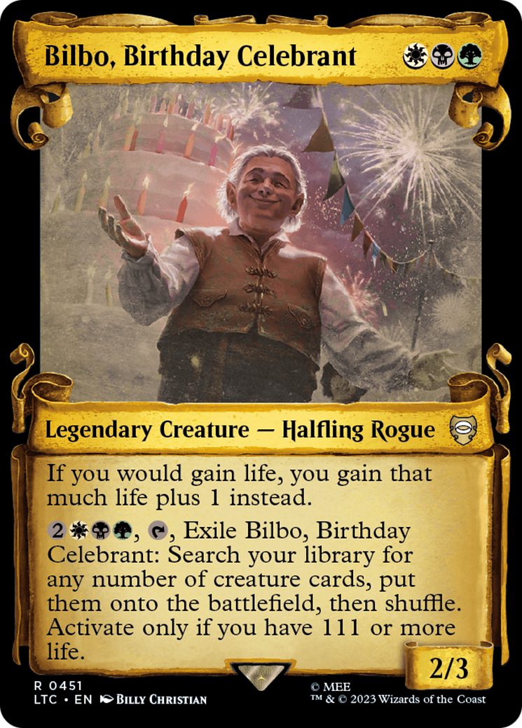 Bilbo, Birthday Celebrant [The Lord of the Rings: Tales of Middle-Earth Commander Showcase Scrolls] | The Clever Kobold