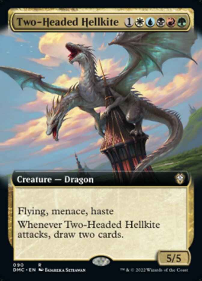 Two-Headed Hellkite (Extended Art) [Dominaria United Commander] | The Clever Kobold