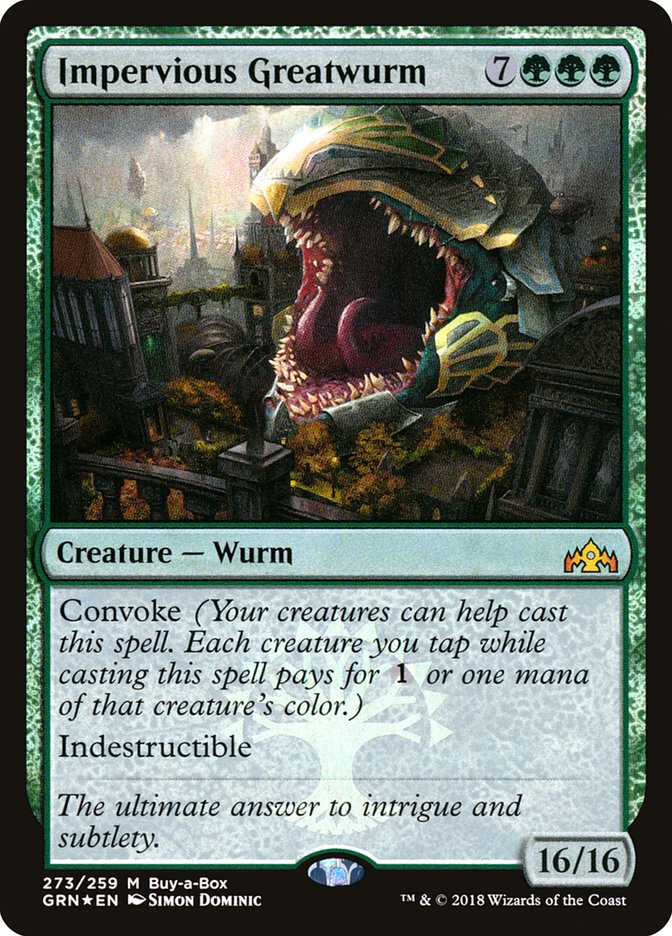 Impervious Greatwurm (Buy-A-Box) [Guilds of Ravnica] | The Clever Kobold