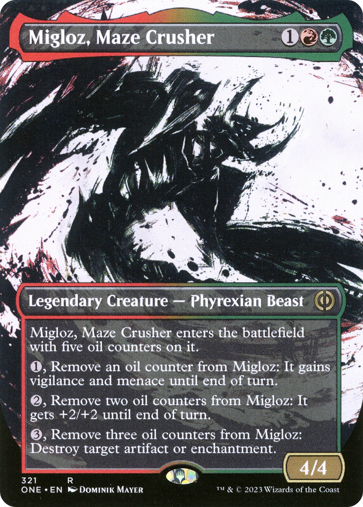 Migloz, Maze Crusher (Borderless Ichor) [Phyrexia: All Will Be One] | The Clever Kobold