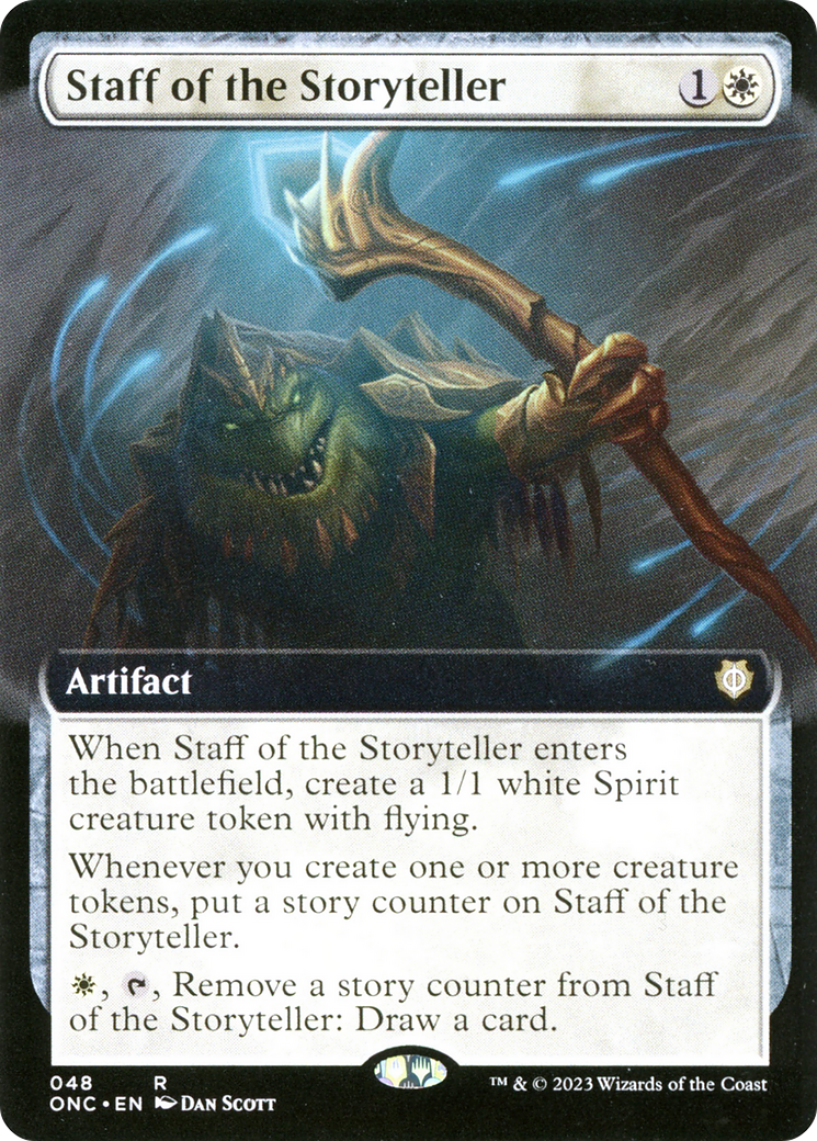 Staff of the Storyteller (Extended Art) [Phyrexia: All Will Be One Commander] | The Clever Kobold