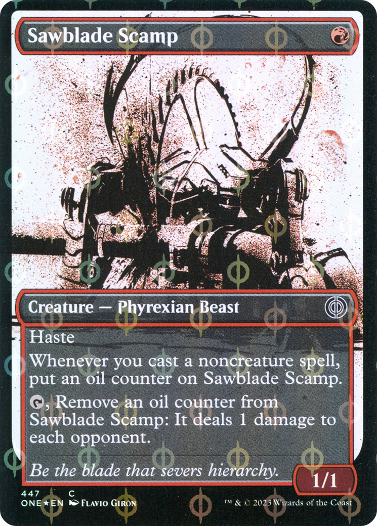 Sawblade Scamp (Showcase Ichor Step-and-Compleat Foil) [Phyrexia: All Will Be One] | The Clever Kobold