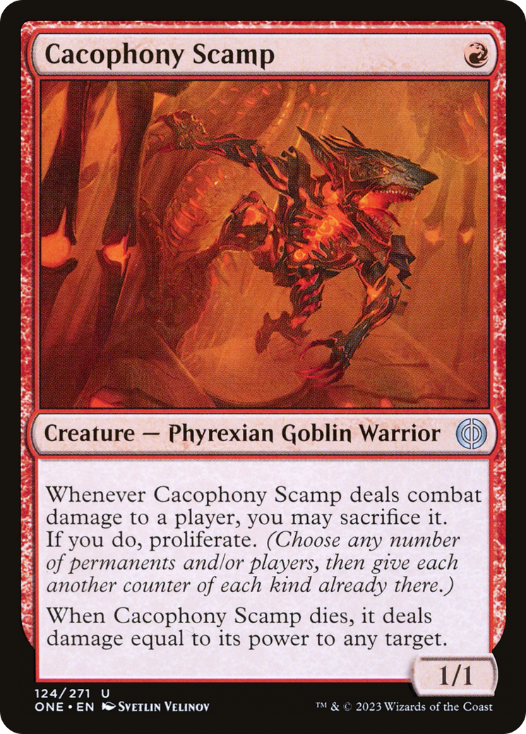 Cacophony Scamp [Phyrexia: All Will Be One] | The Clever Kobold