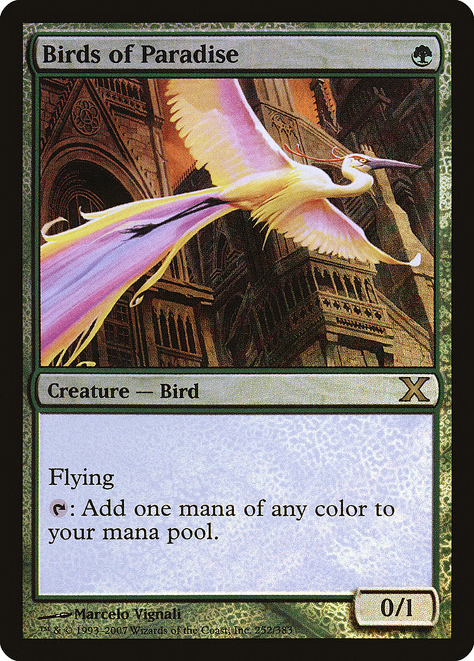 Birds of Paradise (Premium Foil) [Tenth Edition] | The Clever Kobold