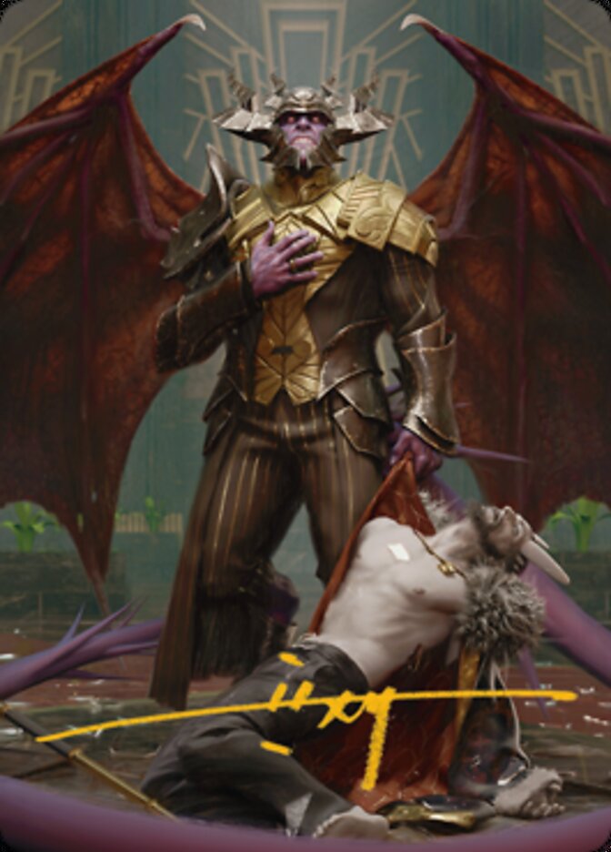 Ob Nixilis, the Adversary 1 Art Card (Gold-Stamped Signature) [Streets of New Capenna Art Series] | The Clever Kobold