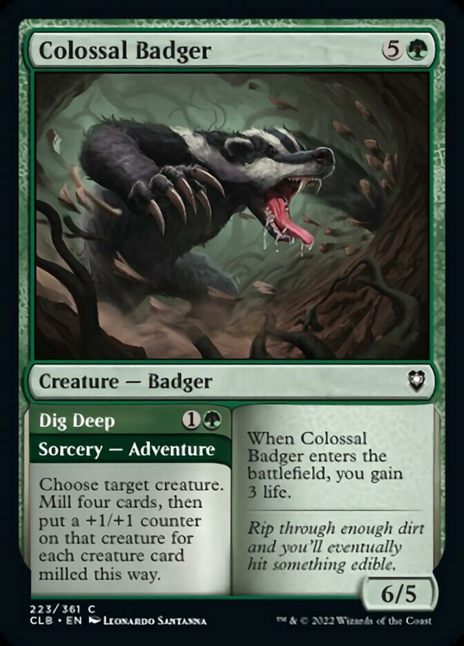 Colossal Badger // Dig Deep [Commander Legends: Battle for Baldur's Gate] | The Clever Kobold