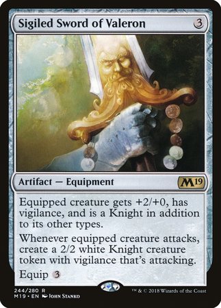 Sigiled Sword of Valeron [Core Set 2019] | The Clever Kobold