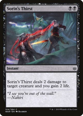 Sorin's Thirst [War of the Spark] | The Clever Kobold