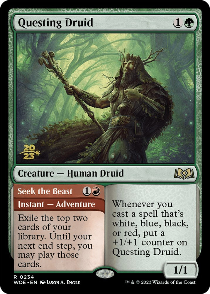 Questing Druid // Seek the Beast [Wilds of Eldraine Prerelease Promos] | The Clever Kobold