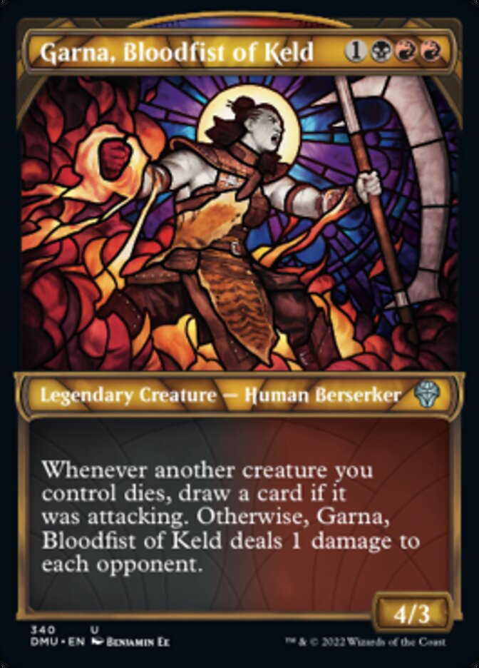 Garna, Bloodfist of Keld (Showcase Textured) [Dominaria United] | The Clever Kobold