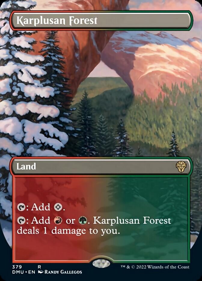 Karplusan Forest (Borderless Alternate Art) [Dominaria United] | The Clever Kobold