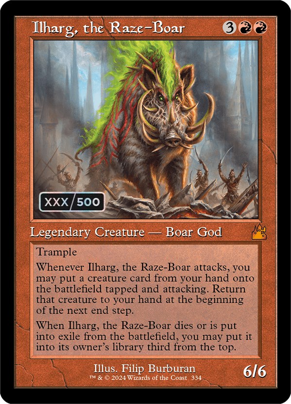 Ilharg, the Raze-Boar (Retro) (Serialized) [Ravnica Remastered] | The Clever Kobold