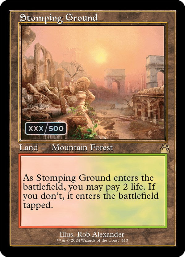 Stomping Ground (Retro) (Serialized) [Ravnica Remastered] | The Clever Kobold