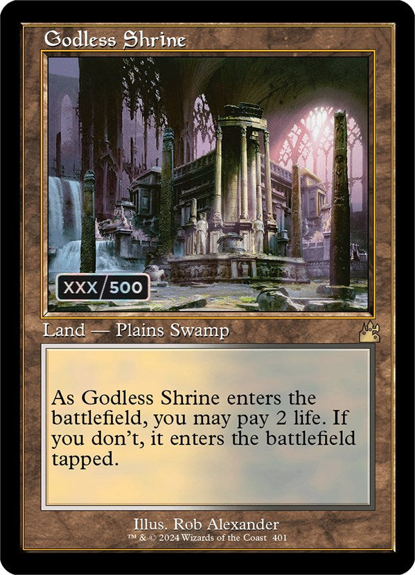 Godless Shrine (Retro) (Serialized) [Ravnica Remastered] | The Clever Kobold