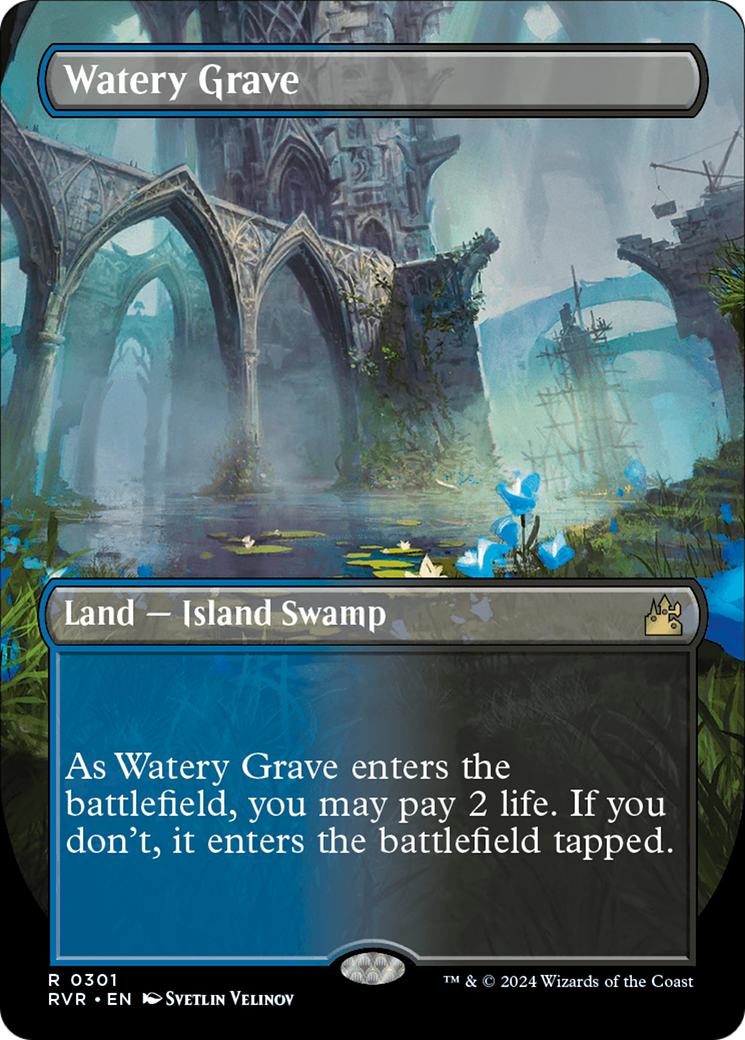Watery Grave (Borderless) [Ravnica Remastered] | The Clever Kobold