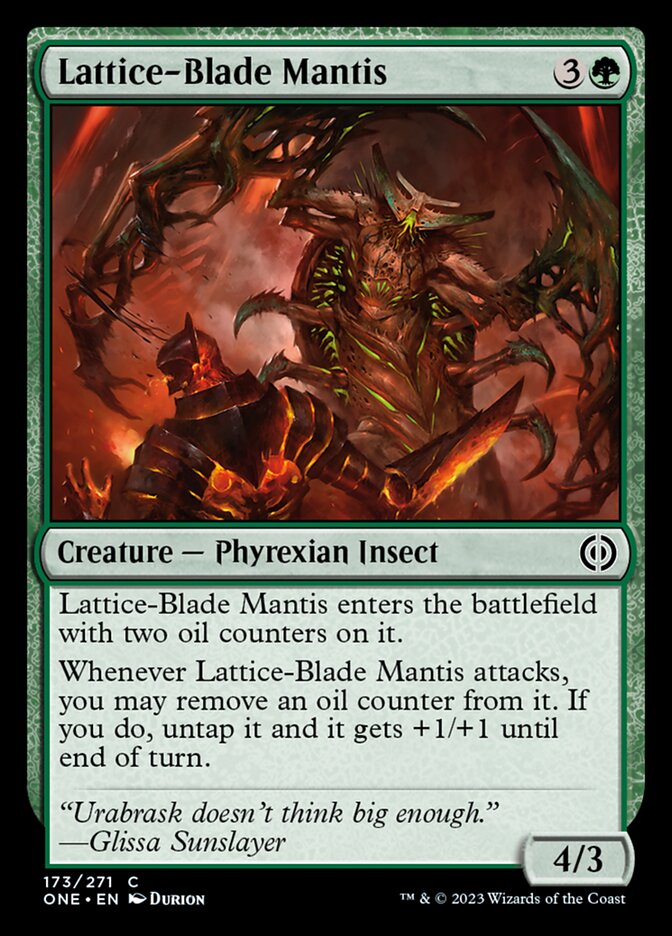 Lattice-Blade Mantis [Phyrexia: All Will Be One] | The Clever Kobold