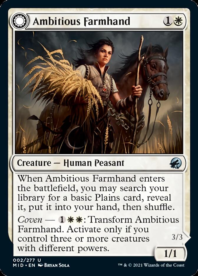 Ambitious Farmhand // Seasoned Cathar [Innistrad: Midnight Hunt] | The Clever Kobold