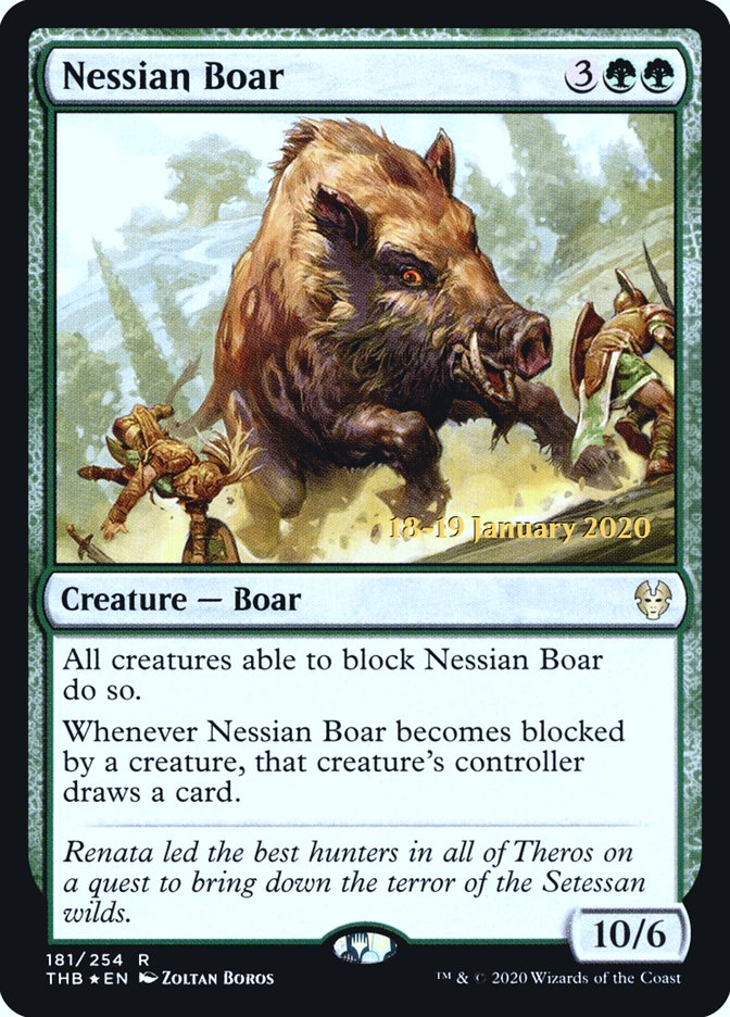 Nessian Boar [Theros Beyond Death Prerelease Promos] | The Clever Kobold
