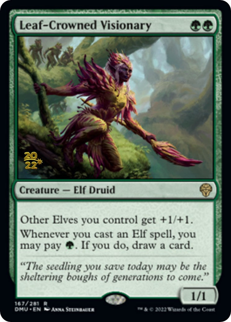 Leaf-Crowned Visionary [Dominaria United Prerelease Promos] | The Clever Kobold