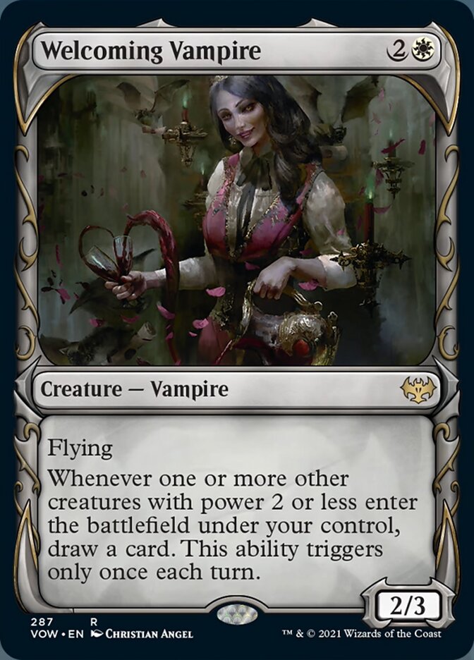 Welcoming Vampire (Showcase Fang Frame) [Innistrad: Crimson Vow] | The Clever Kobold