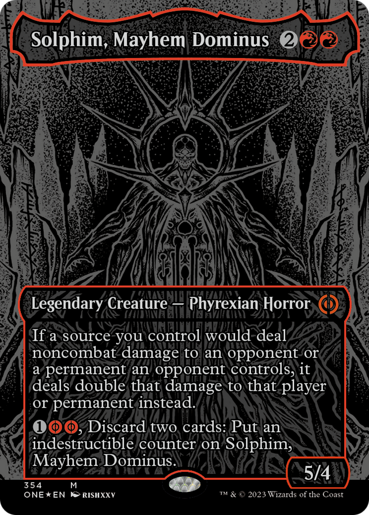 Solphim, Mayhem Dominus (Oil Slick Raised Foil) [Phyrexia: All Will Be One] | The Clever Kobold