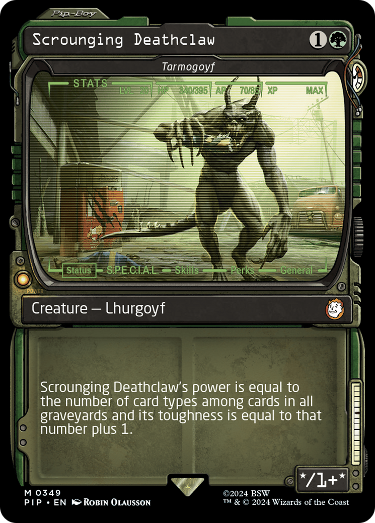 Scrounging Deathclaw - Tarmogoyf (Showcase) [Fallout] | The Clever Kobold