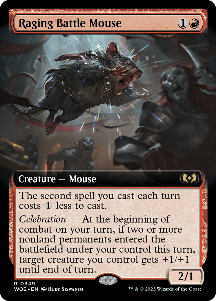 Raging Battle Mouse (Extended Art) [Wilds of Eldraine] | The Clever Kobold