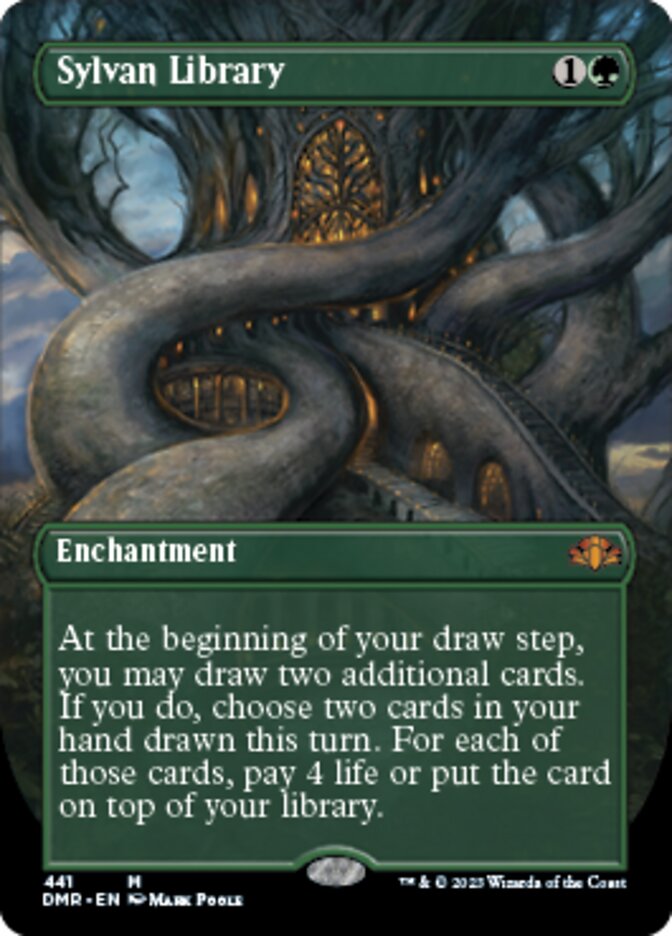 Sylvan Library (Borderless Alternate Art) [Dominaria Remastered] | The Clever Kobold