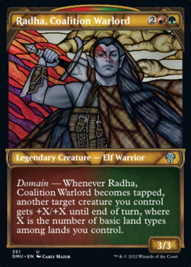 Radha, Coalition Warlord (Showcase Textured) [Dominaria United] | The Clever Kobold